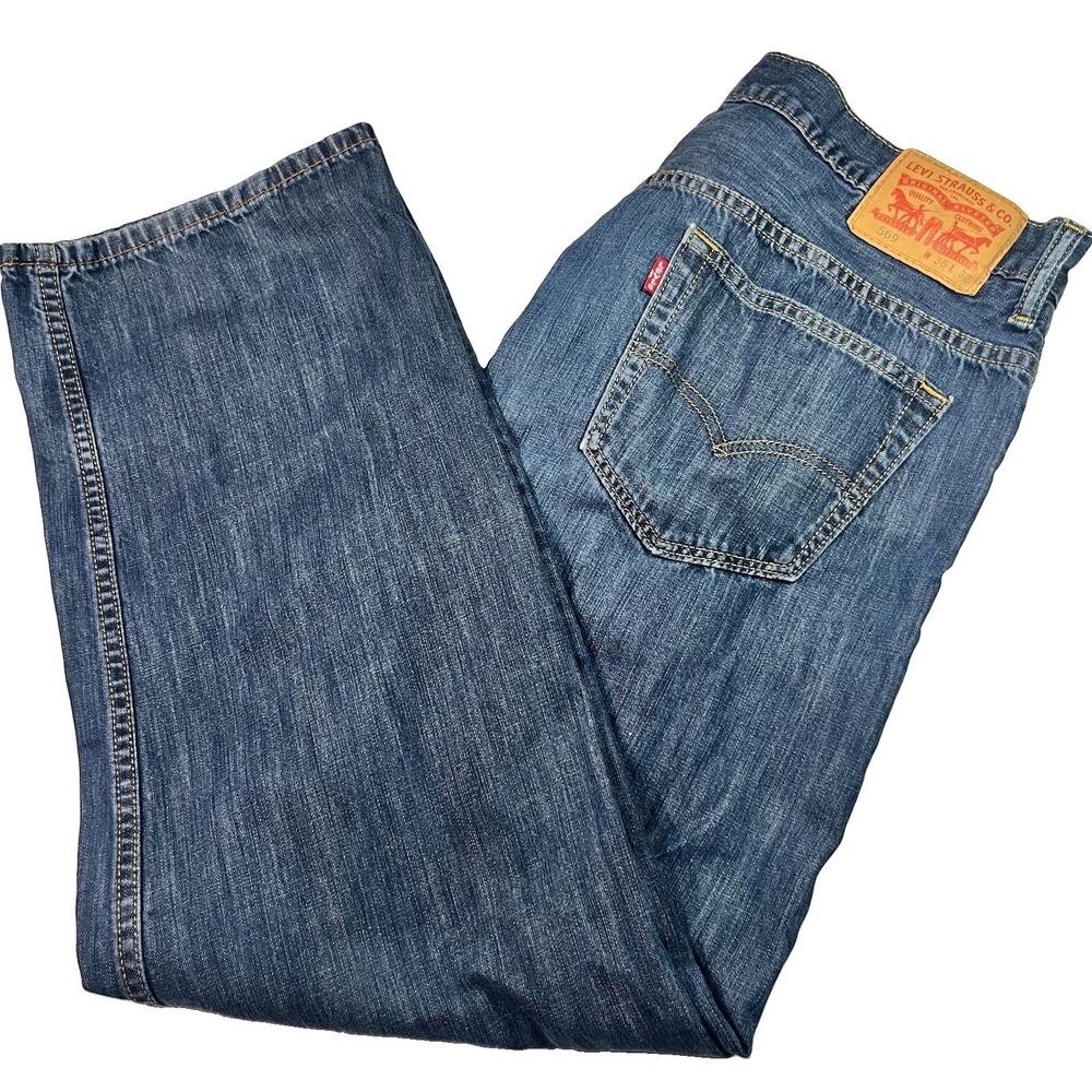 Vintage Levis 569 Jeans Mens 36x32 Blue Loose Straight Light Wash Y2K
